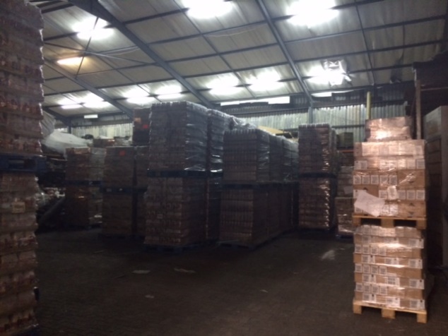Stock stored in the Octopus Ventures warehouse in Waterloo, Sierra Leone